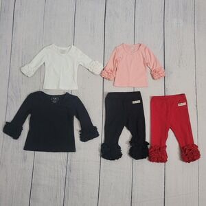 Sew Sassy NB-12M‎ Ruffle Top Leggings Bundle Baby Girls 5pc Lot Icing Ruffles
